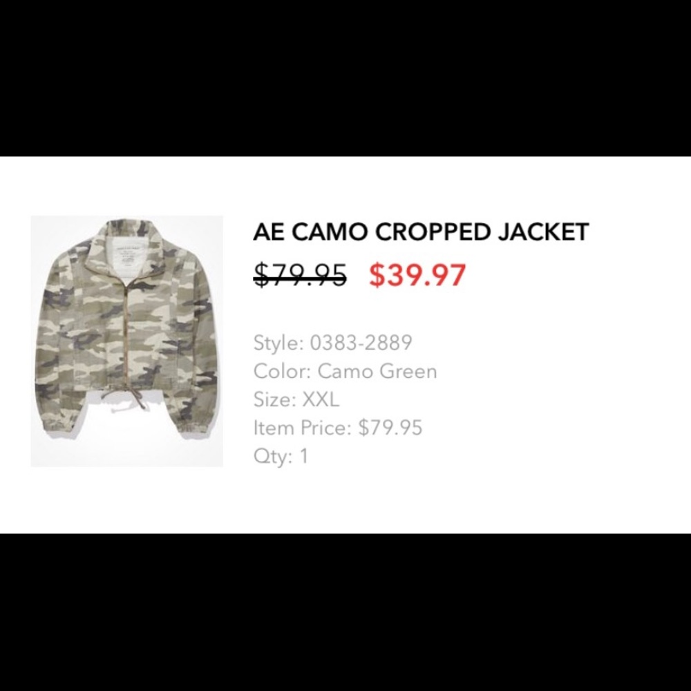 American eagle camo cropped jacket